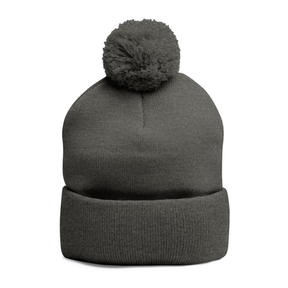 Knit Pom-Pom Beanie-Grey