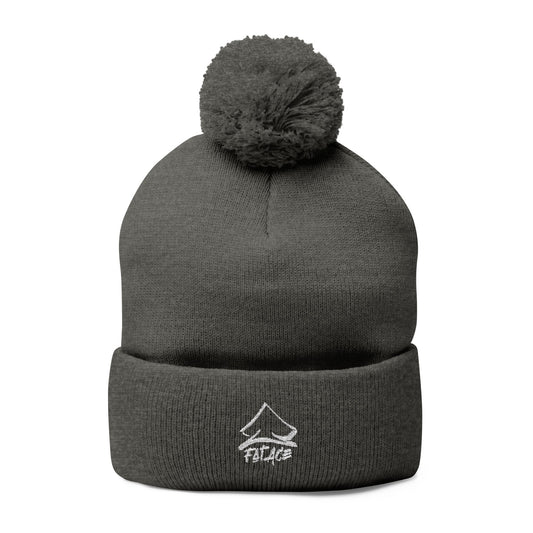 Knit Pom-Pom Beanie-Grey