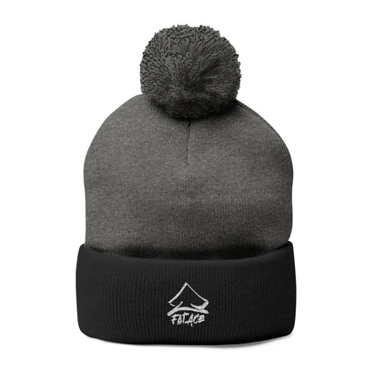 Knit Pom-Pom Beanie-Grey