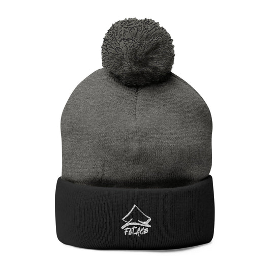 Knit Pom-Pom Beanie-Grey/Black